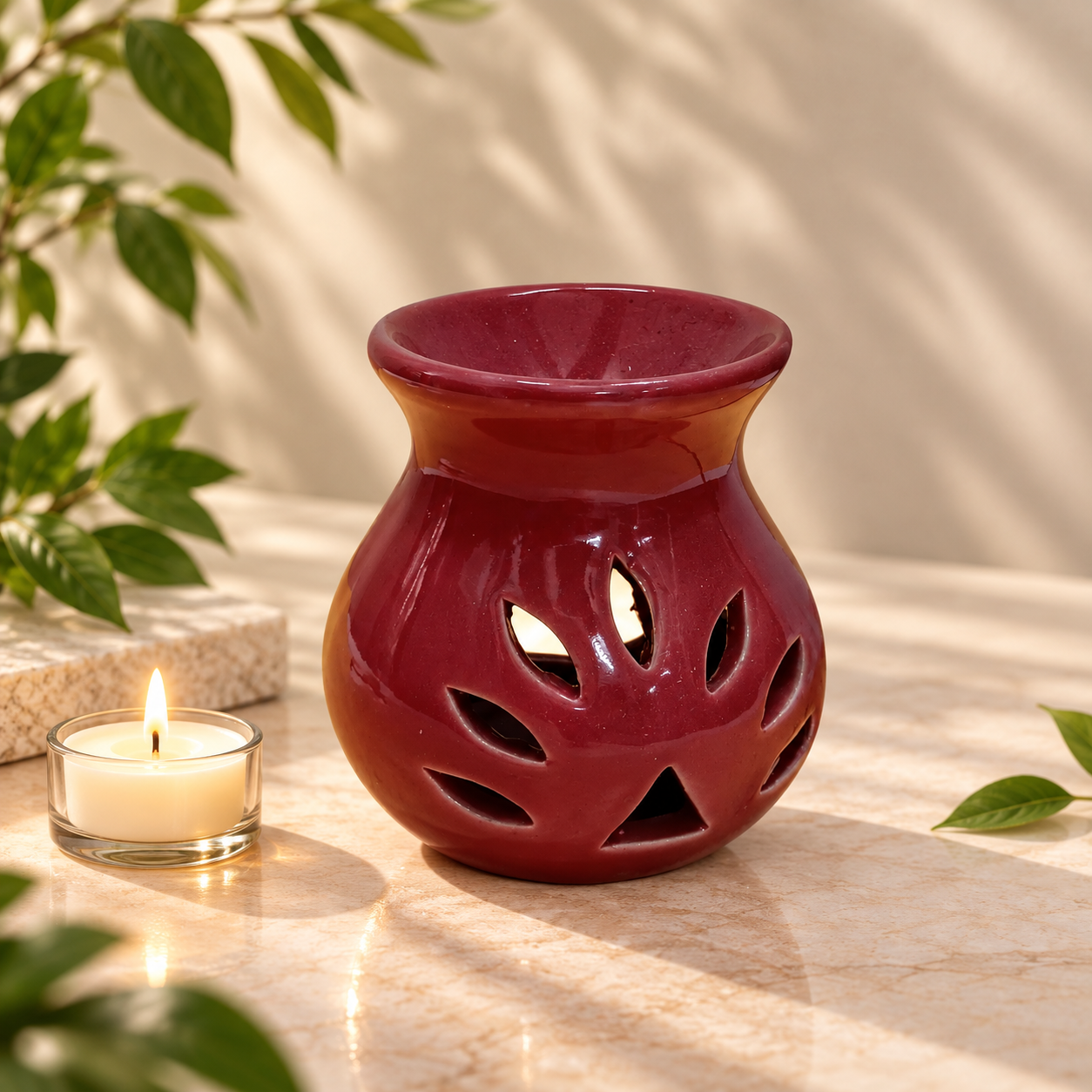 Manual Diffuser Medium Red (Tea Light Candle Operated)
